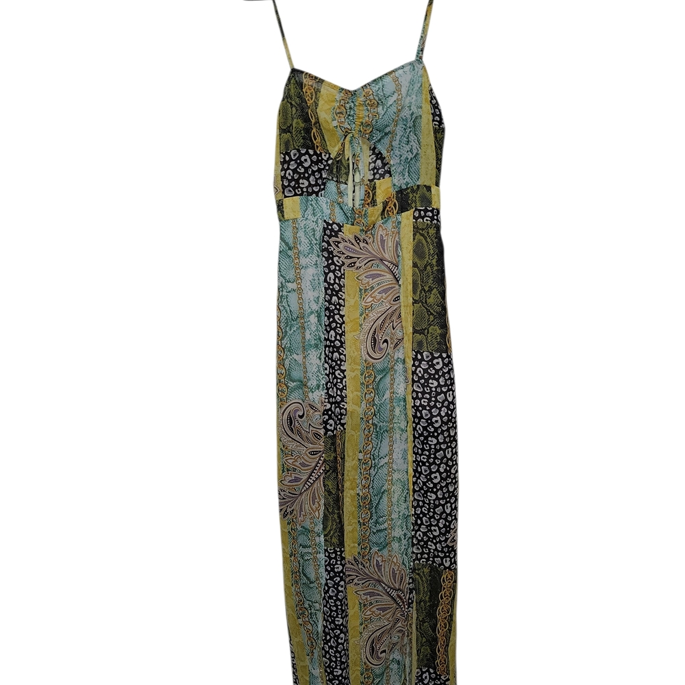 SHEIN Vibrant Patterned Maxi Dress With High Cut Side Slits